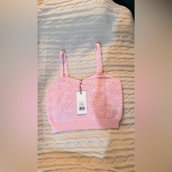 LOVESHACKFANCY Fane Bow Pointelle Tank Top, brand new with tags, never worn. - Picture 8 of 15